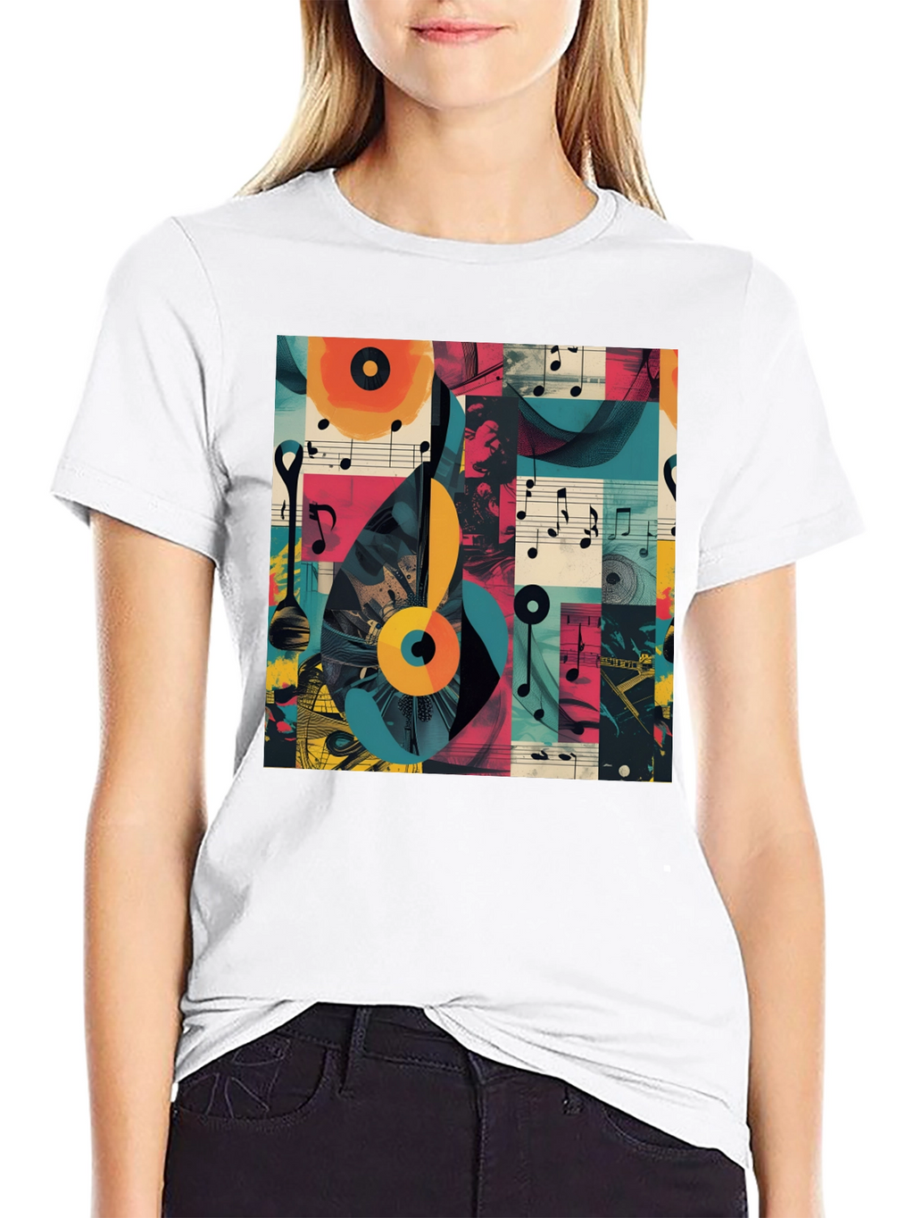Abstract Music Note Graphic Tee - Modern Style