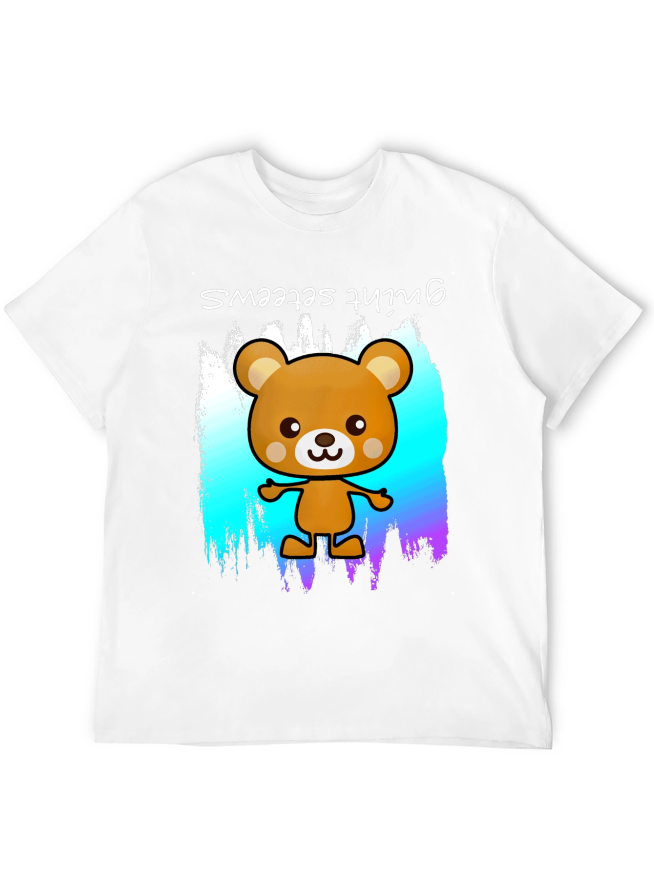 Cute Cartoon Bear Graphic Black T-Shirt