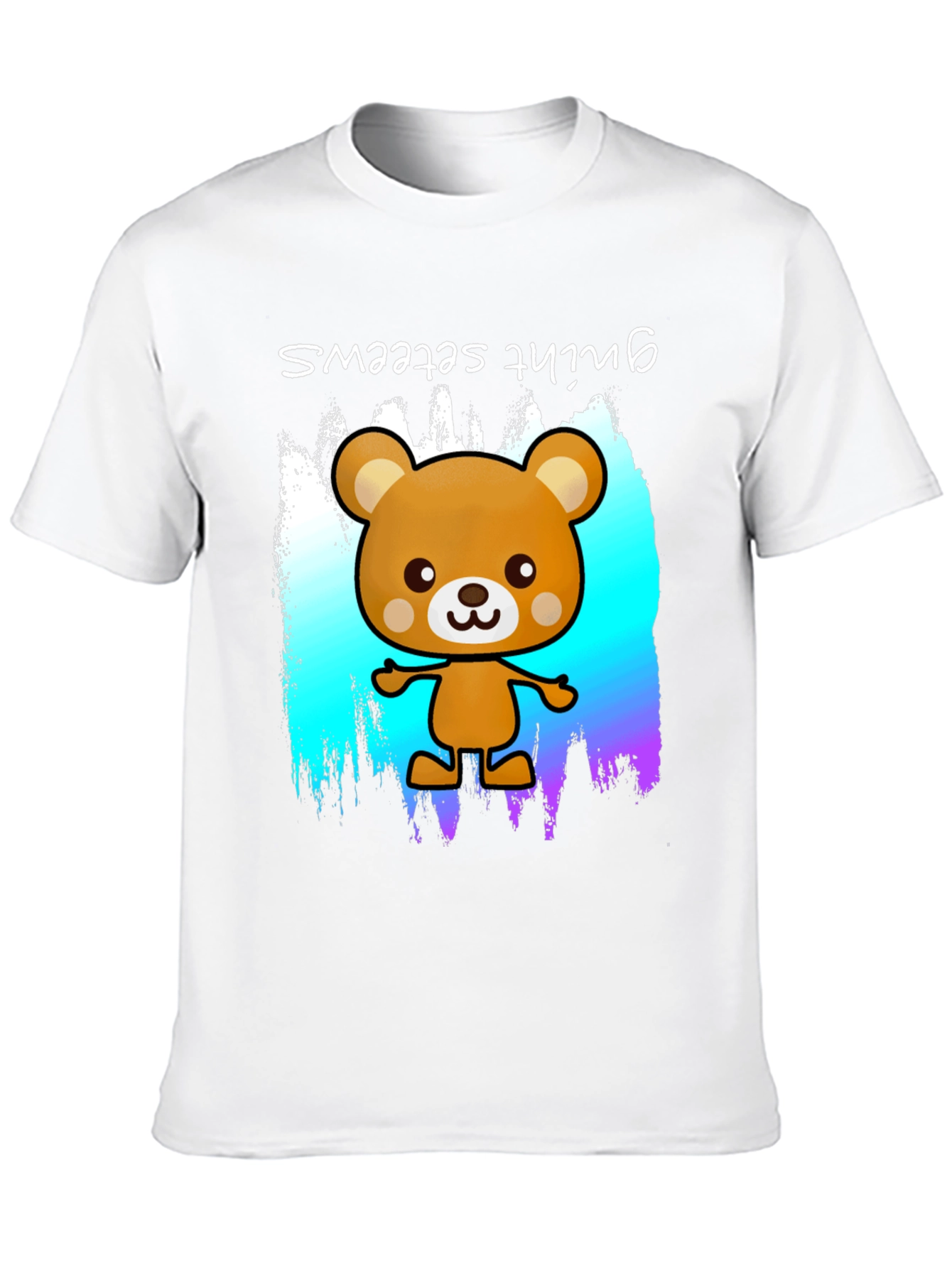 Cute Cartoon Bear Graphic Black T-Shirt