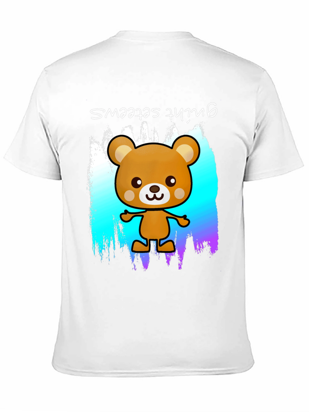 Cute Cartoon Bear Graphic Black T-Shirt
