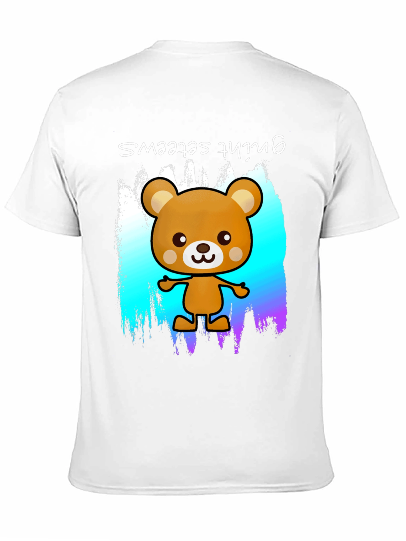 Cute Cartoon Bear Graphic Black T-Shirt
