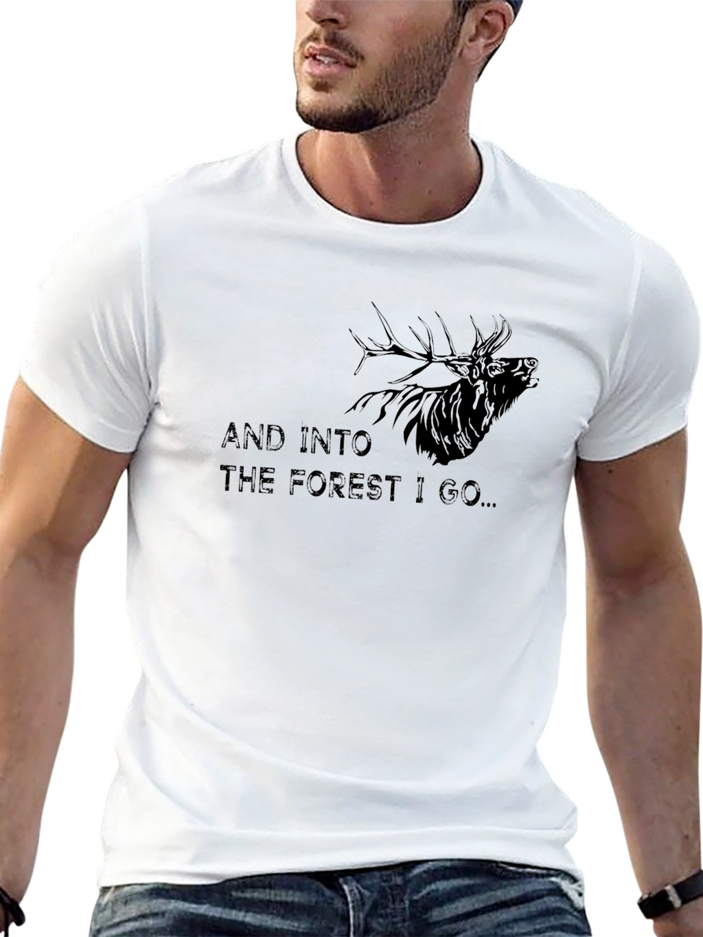 Into The Forest I Go T-Shirt Elk Graphic