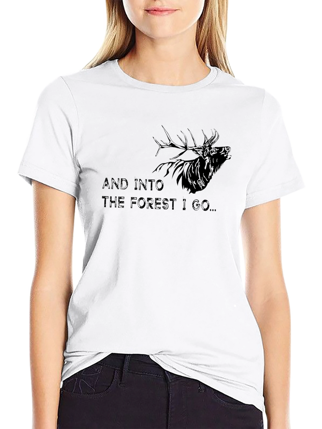 Into The Forest I Go T-Shirt Elk Graphic