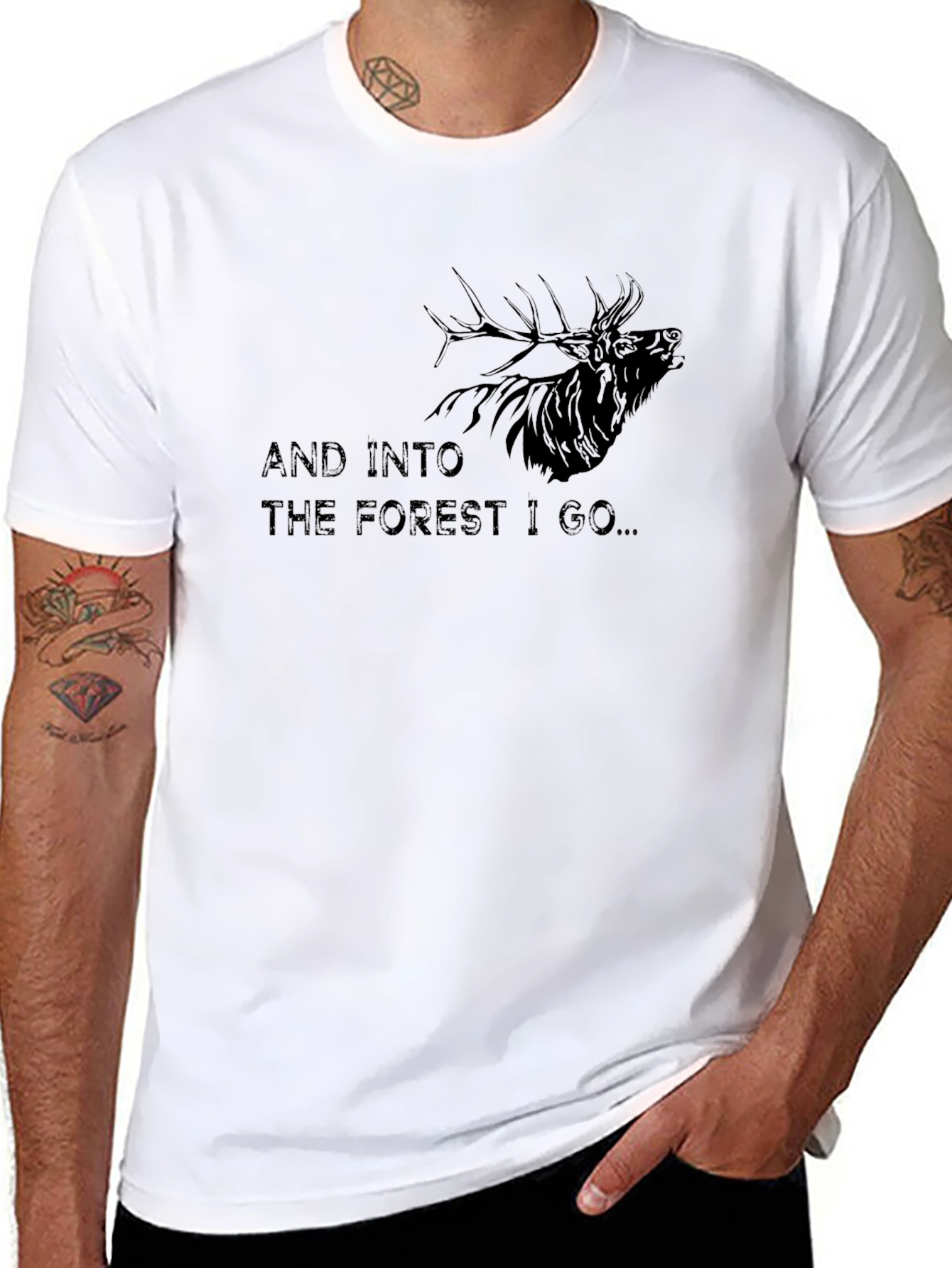 Into The Forest I Go T-Shirt Elk Graphic