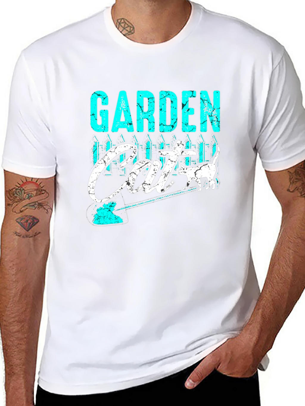 Garden Cat T-Shirt - Black Cotton Blend