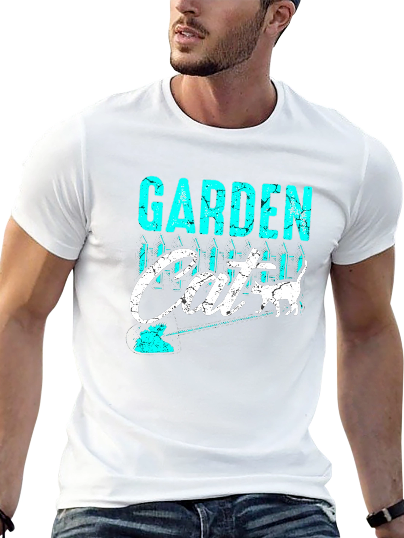 Garden Cat T-Shirt - Black Cotton Blend