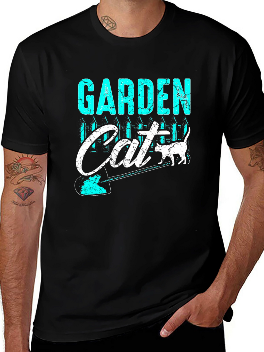 Garden Cat T-Shirt - Black Cotton Blend