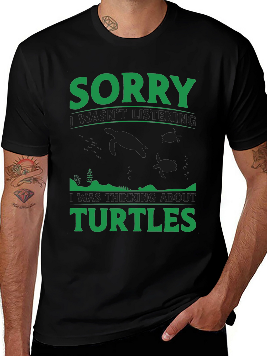 Sorry Turtles Black T-Shirt