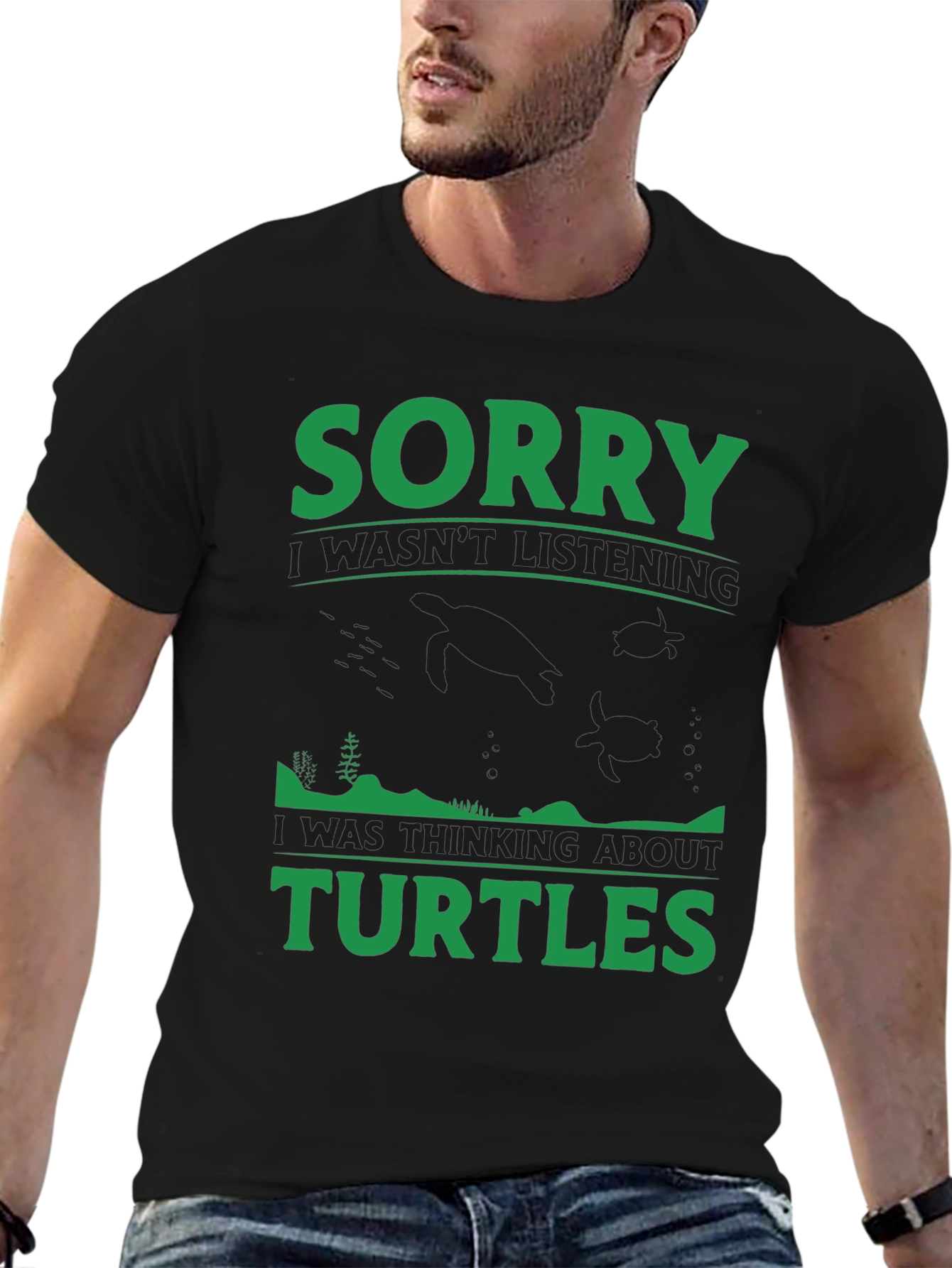 Sorry Turtles Black T-Shirt