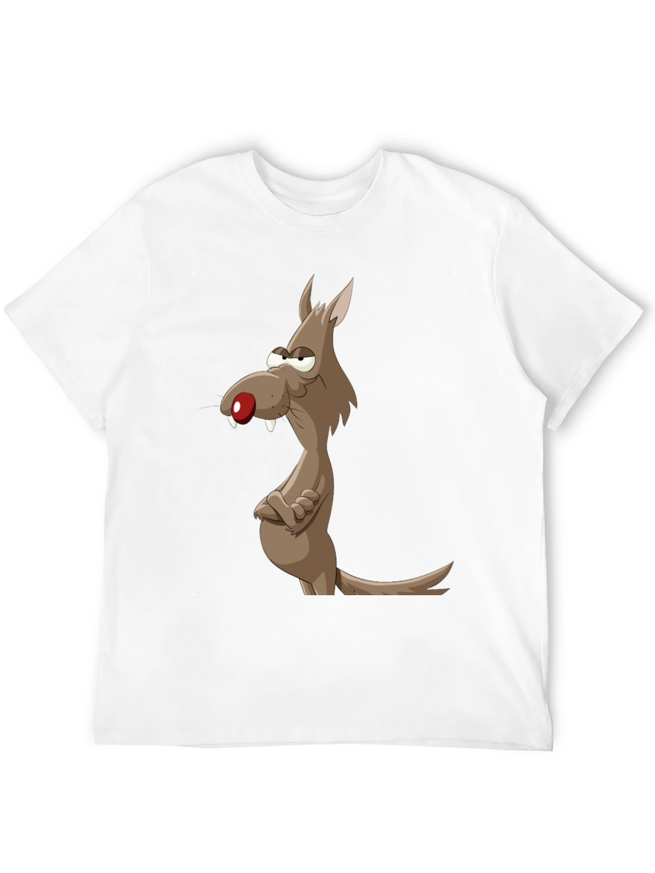 Funny Cartoon Wolf Graphic Tee - Mens Black T-Shirt