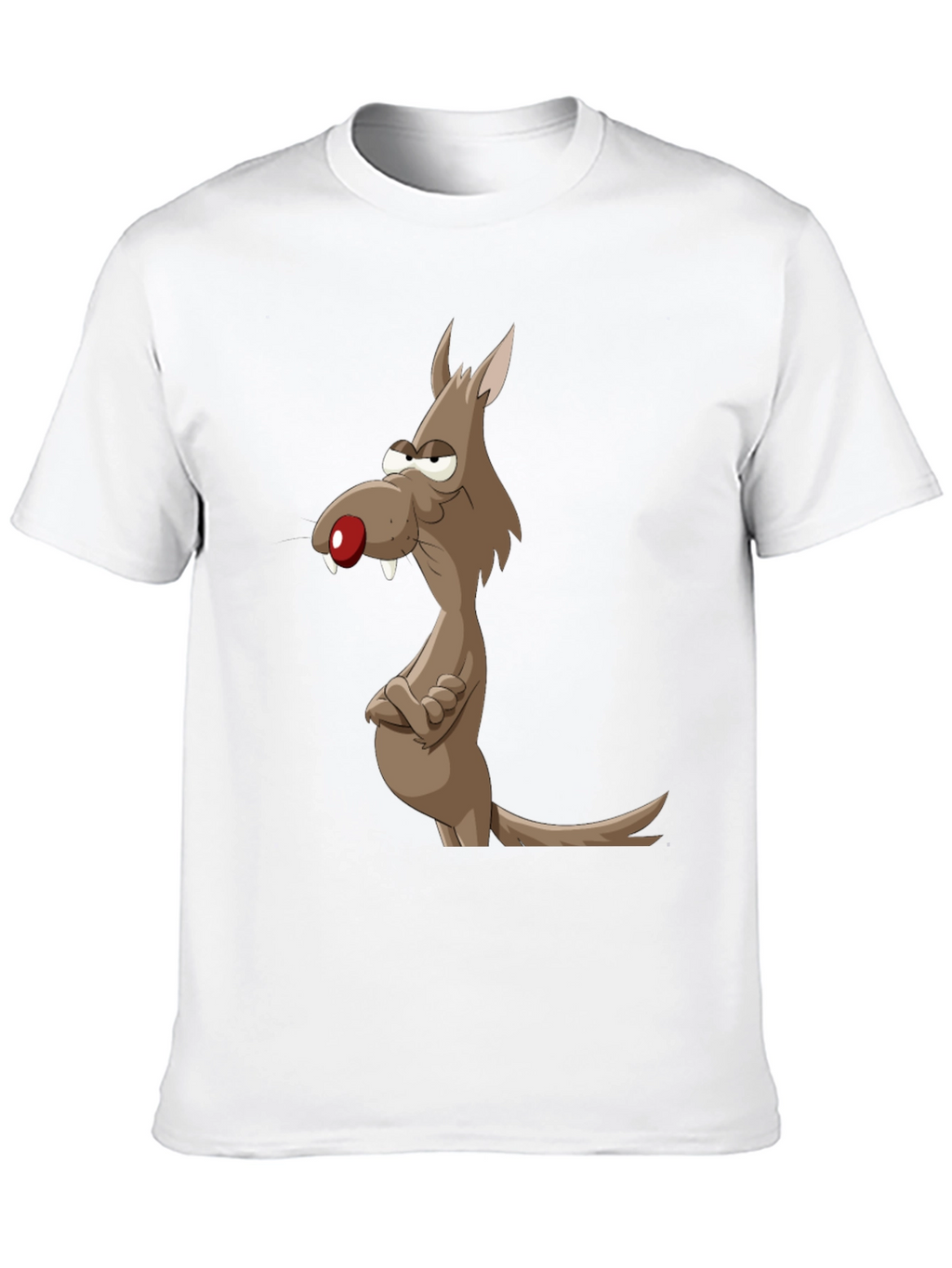 Funny Cartoon Wolf Graphic Tee - Mens Black T-Shirt