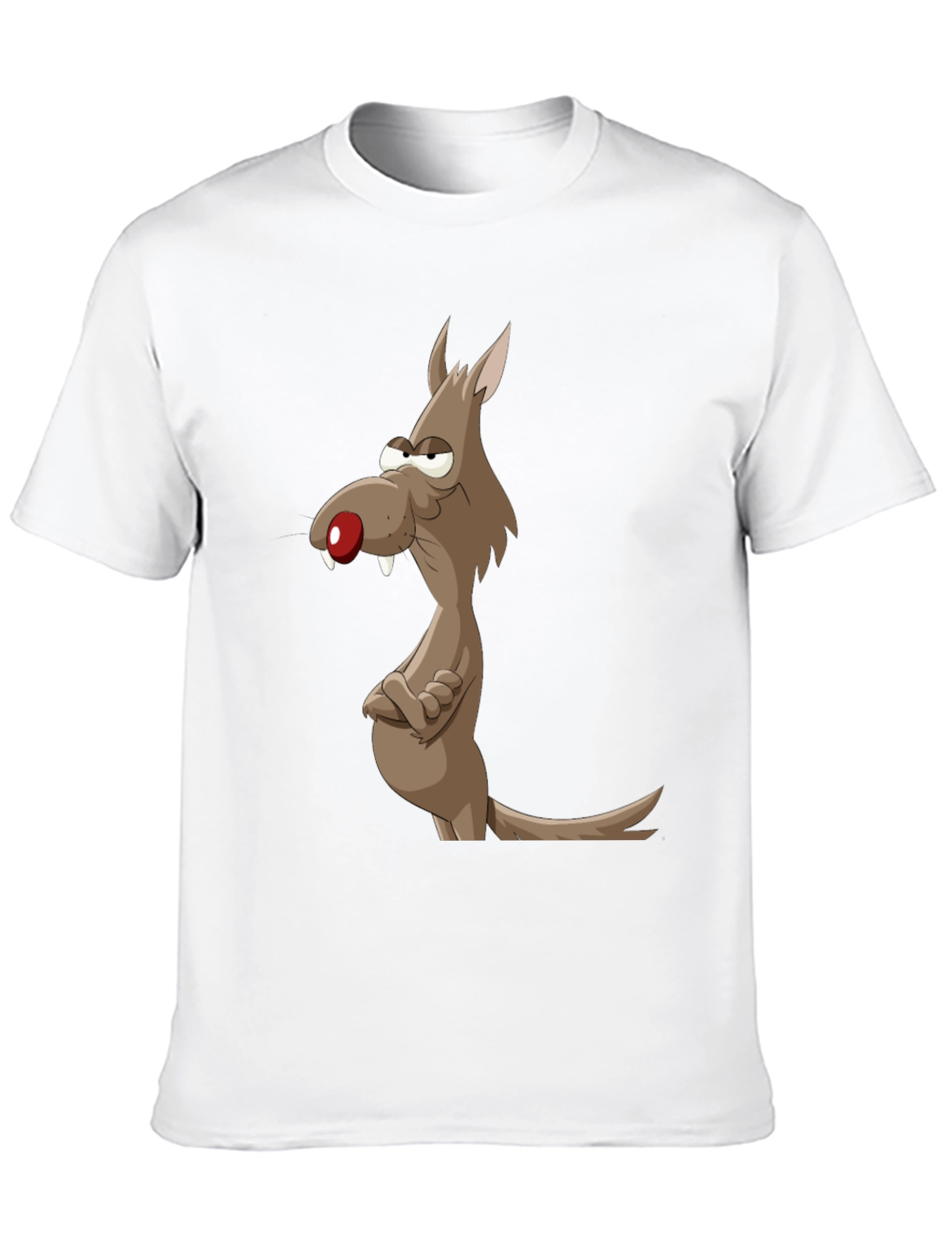 Funny Cartoon Wolf Graphic Tee - Mens Black T-Shirt