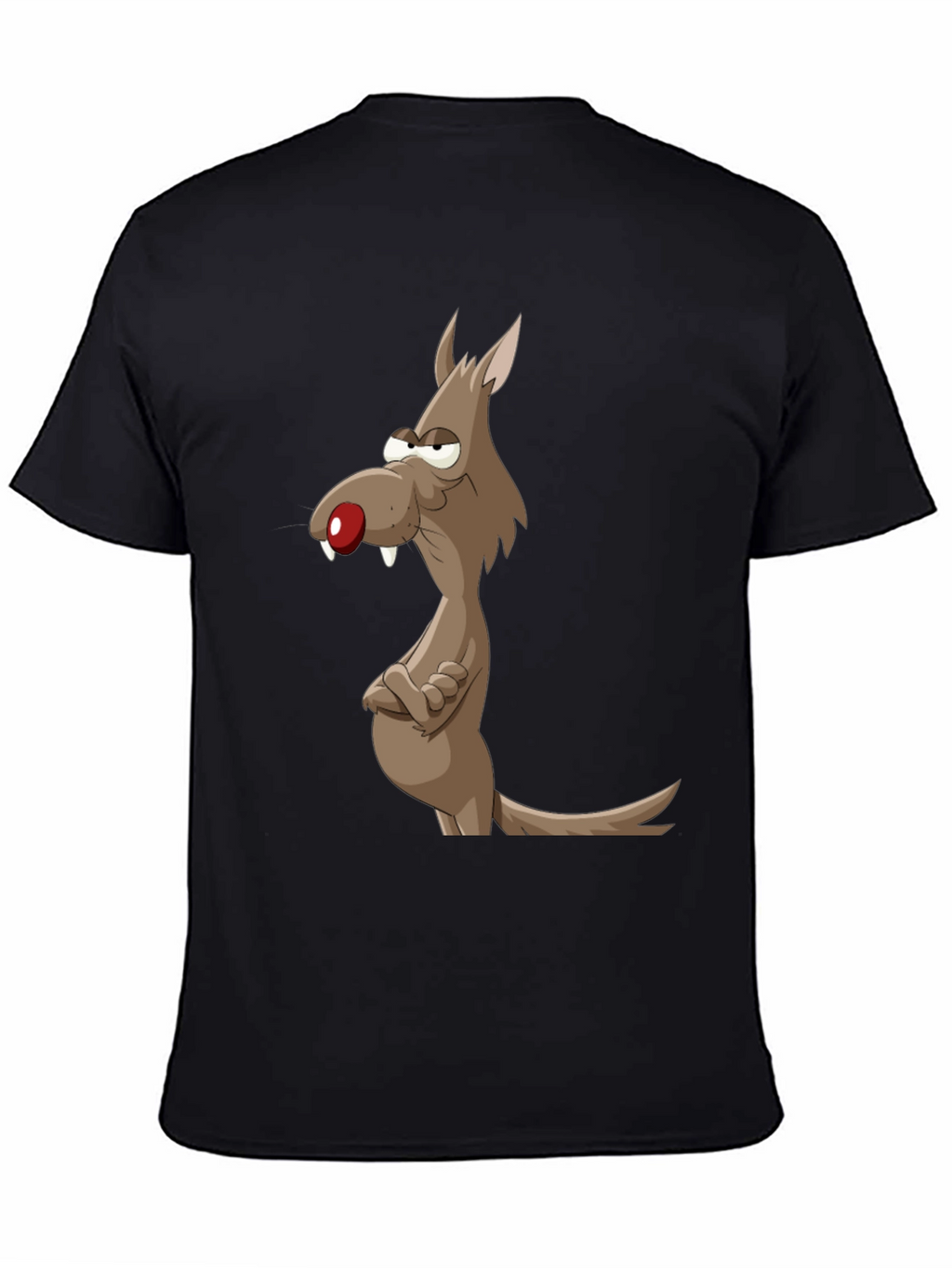 Funny Cartoon Wolf Graphic Tee - Mens Black T-Shirt