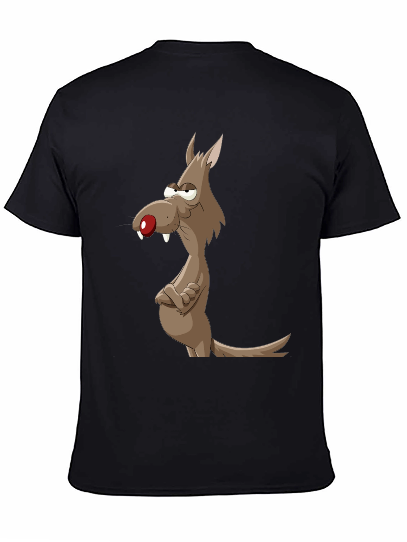 Funny Cartoon Wolf Graphic Tee - Mens Black T-Shirt