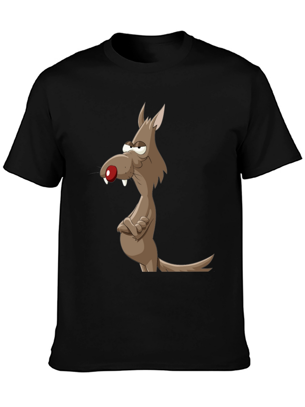 Funny Cartoon Wolf Graphic Tee - Mens Black T-Shirt