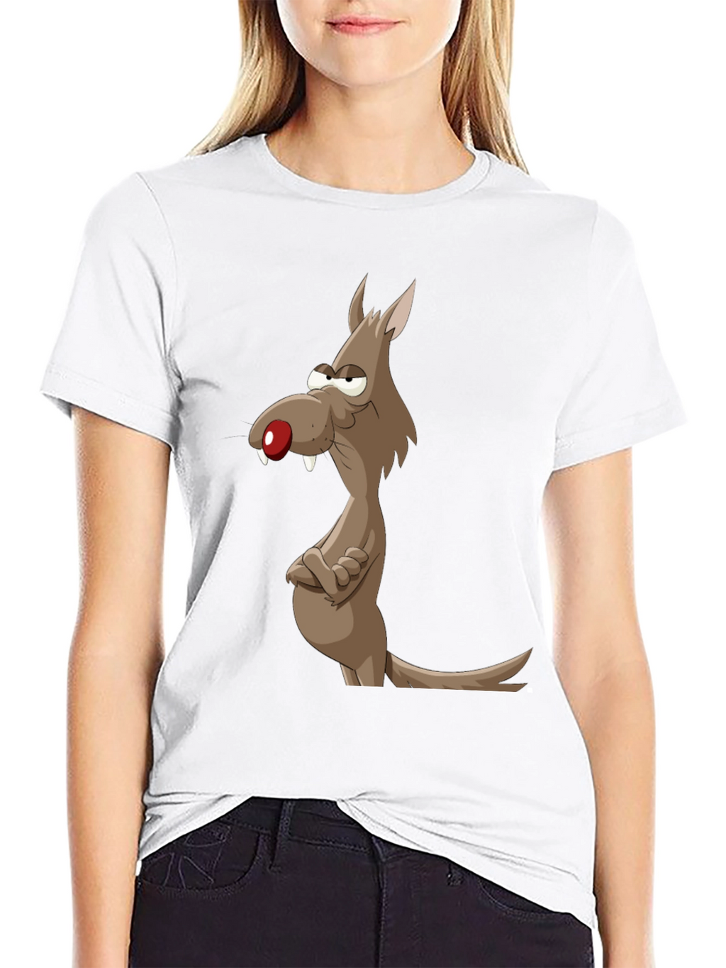 Funny Cartoon Wolf Graphic Tee - Mens Black T-Shirt