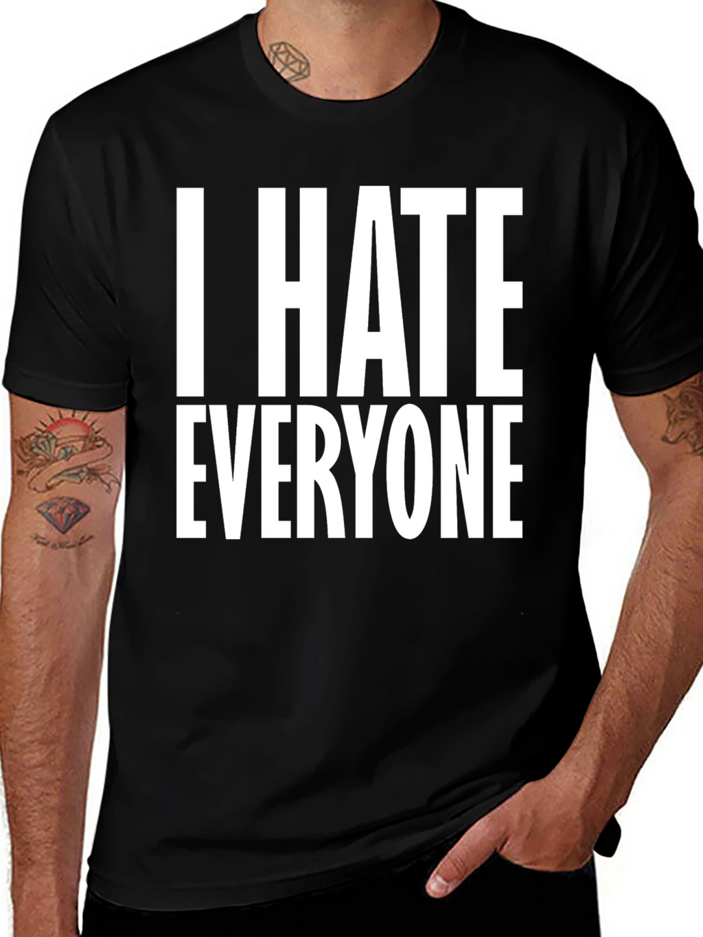I Hate Everyone Black Graphic T-Shirt