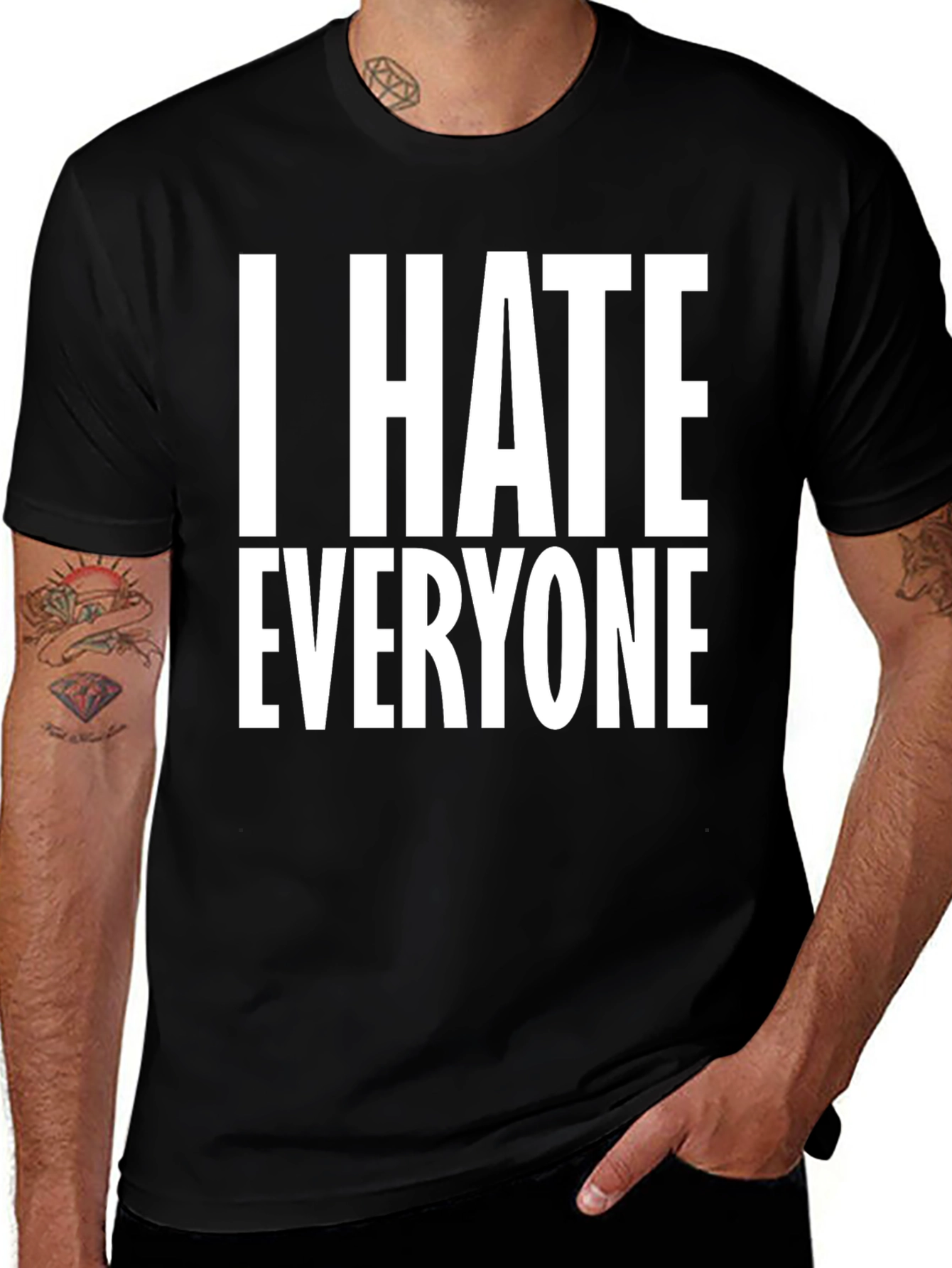I Hate Everyone Black Graphic T-Shirt