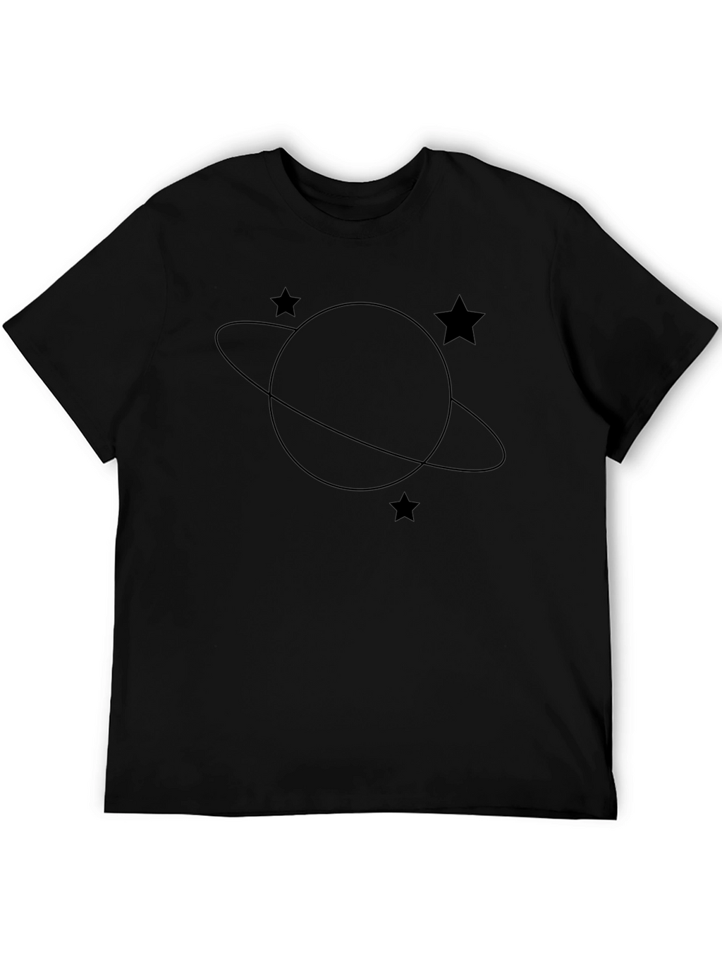 Saturn Star Graphic Tee - Black Cotton T-Shirt