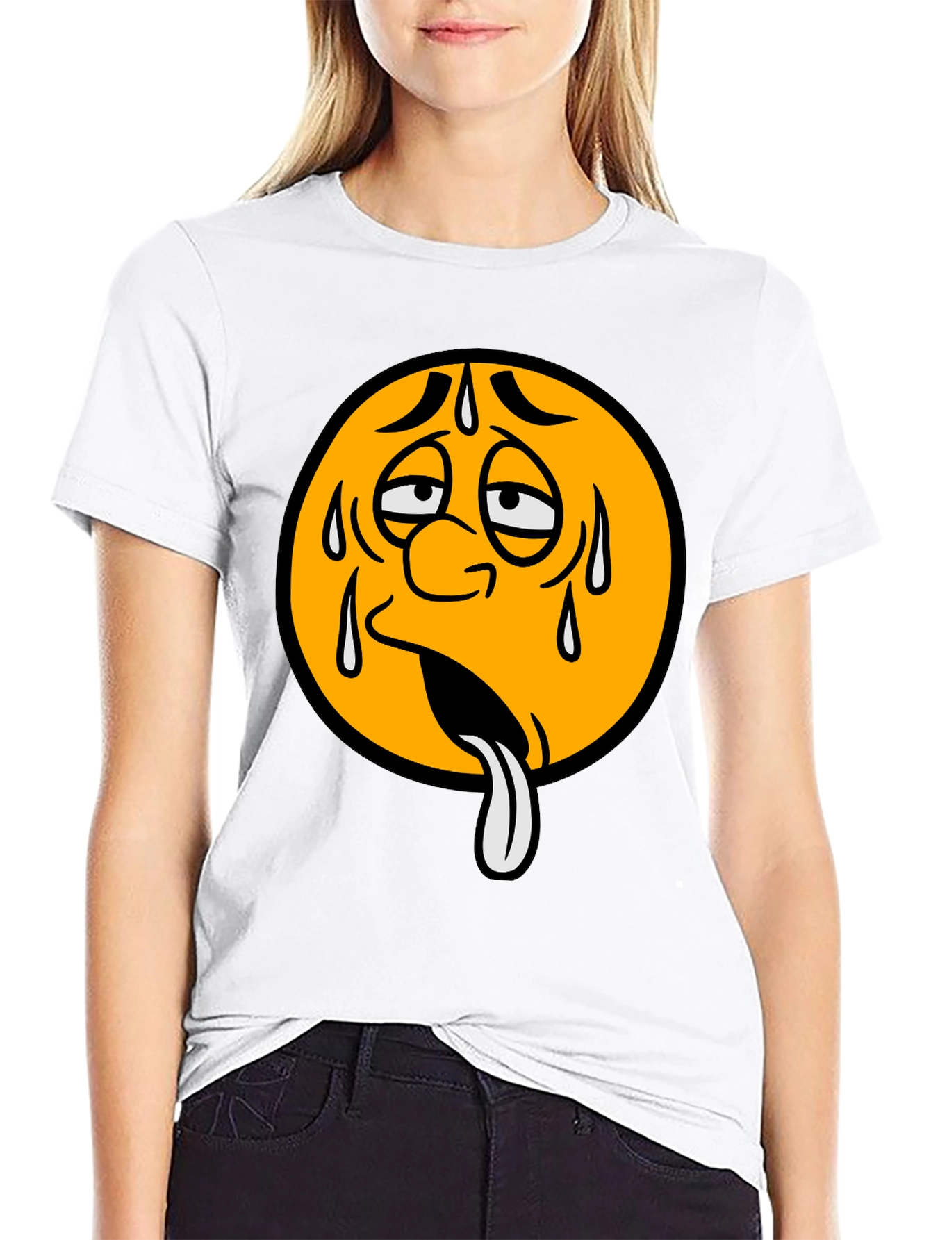 Sweating Emoji Graphic T-Shirt - Unisex