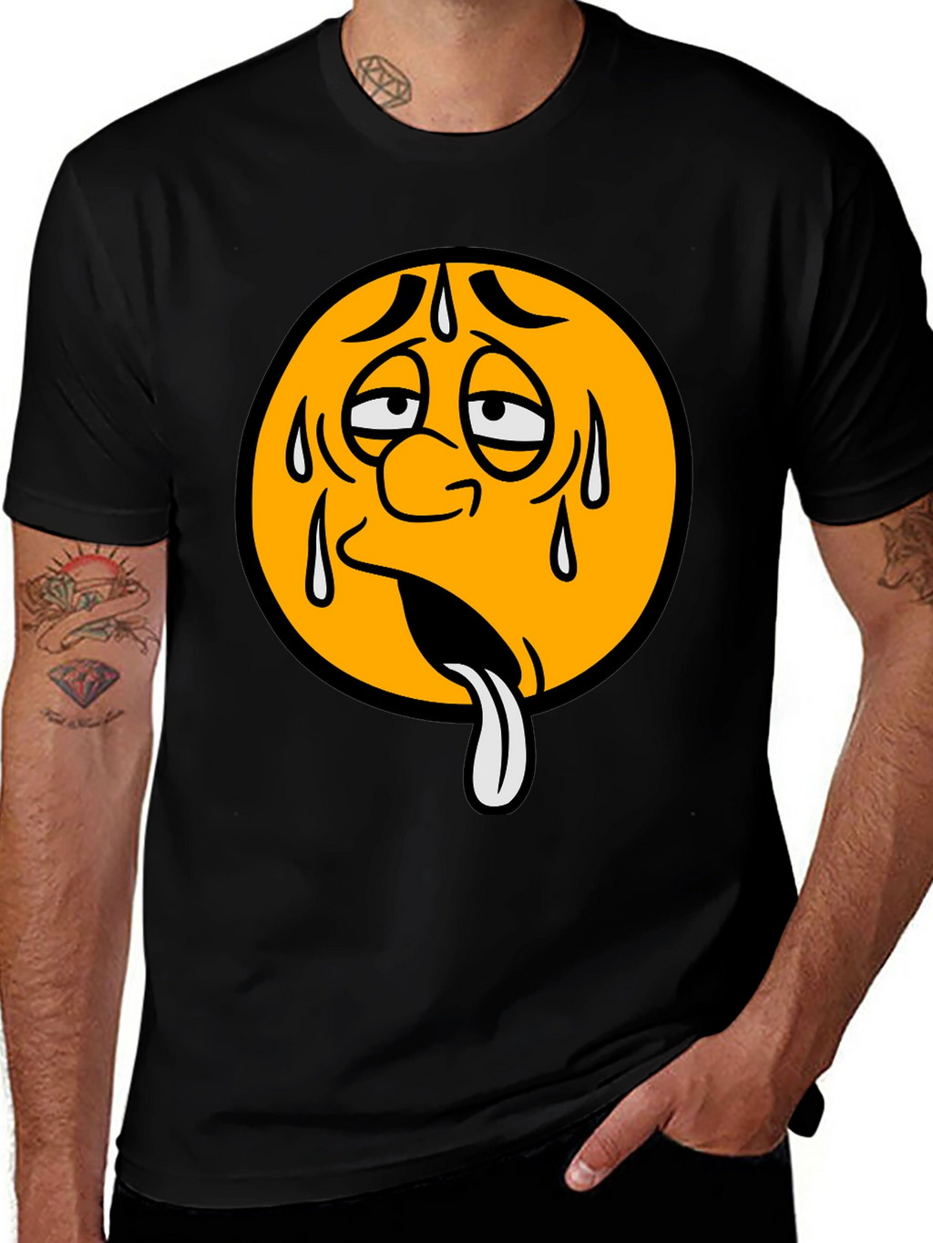 Sweating Emoji Graphic T-Shirt - Unisex