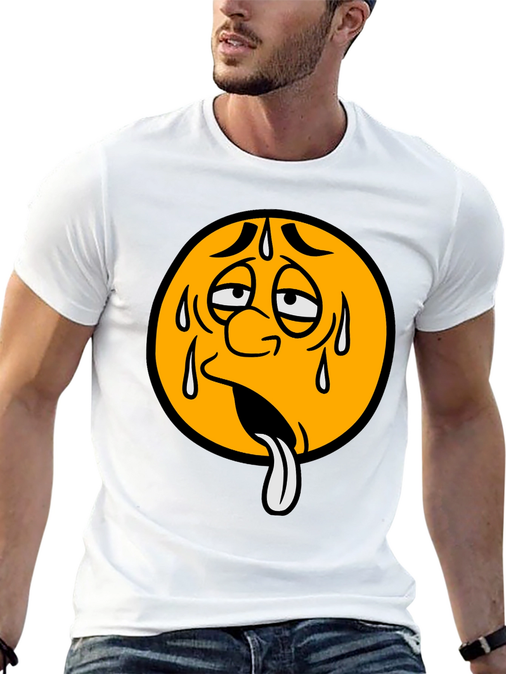 Sweating Emoji Graphic T-Shirt - Unisex
