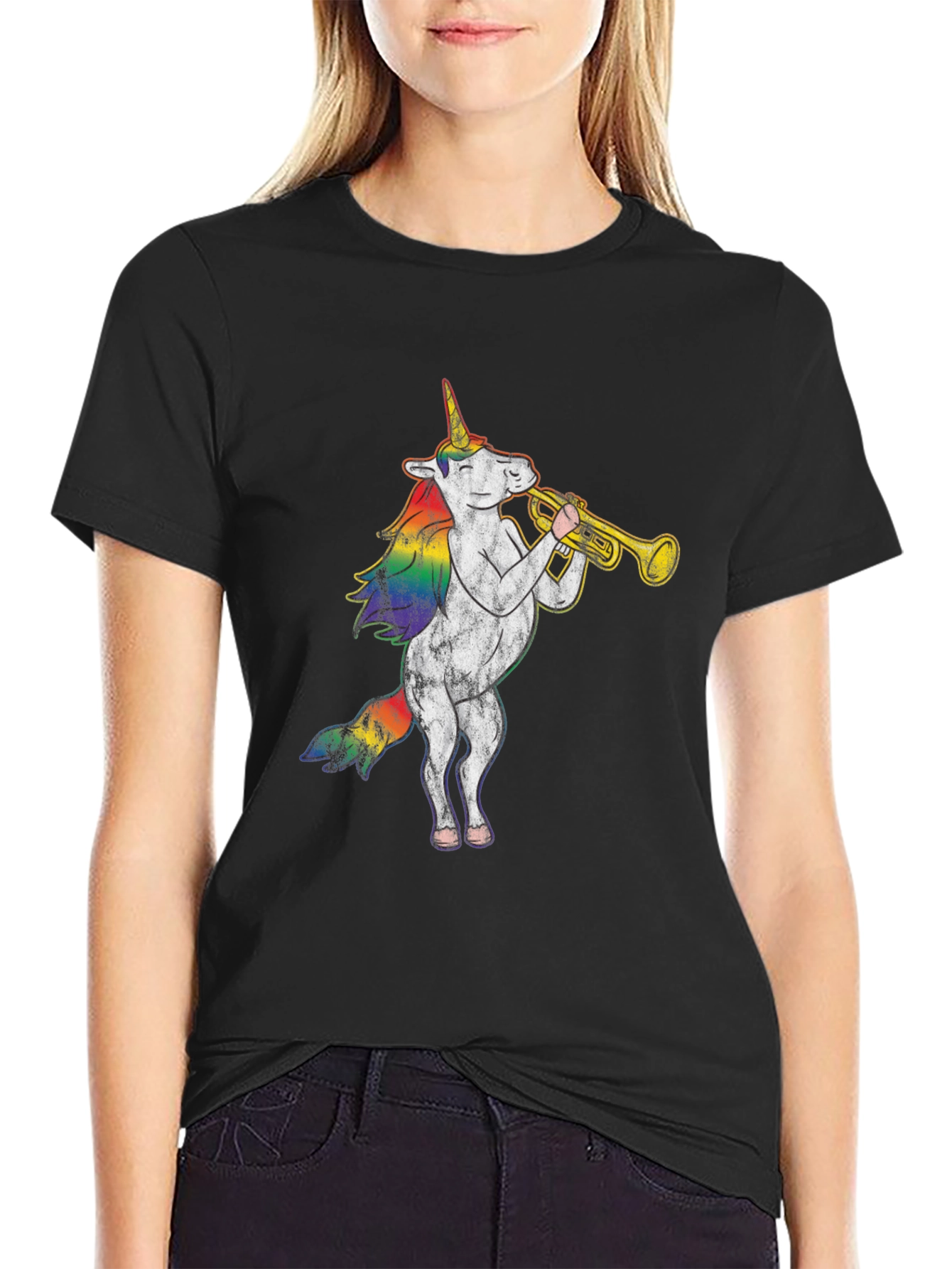 Unicorn Trumpet Black T-Shirt