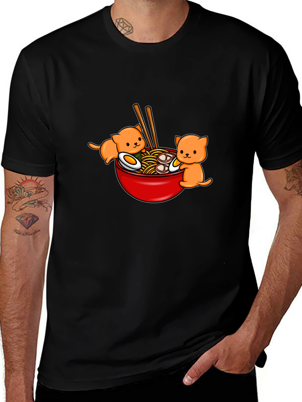 Ramen Cat T-Shirt - Cute Kawaii Noodle Bowl Tee
