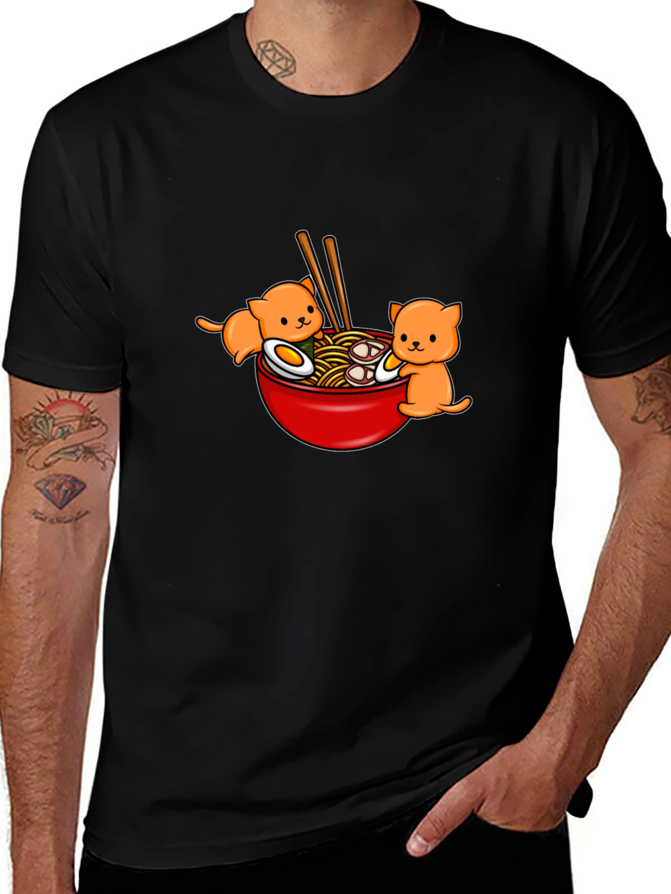 Ramen Cat T-Shirt - Cute Kawaii Noodle Bowl Tee