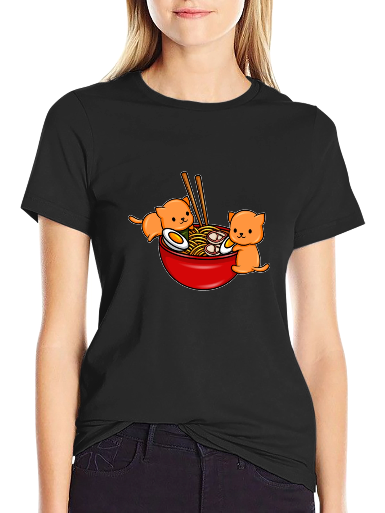 Ramen Cat T-Shirt - Cute Kawaii Noodle Bowl Tee