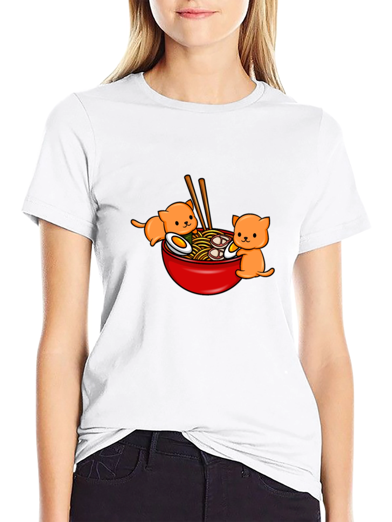 Ramen Cat T-Shirt - Cute Kawaii Noodle Bowl Tee