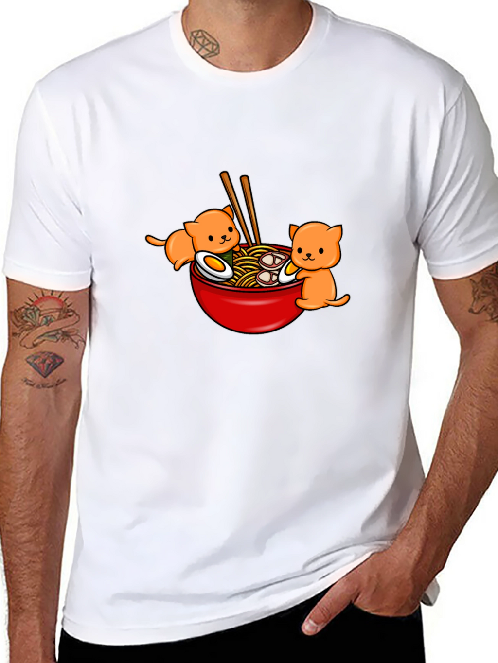 Ramen Cat T-Shirt - Cute Kawaii Noodle Bowl Tee
