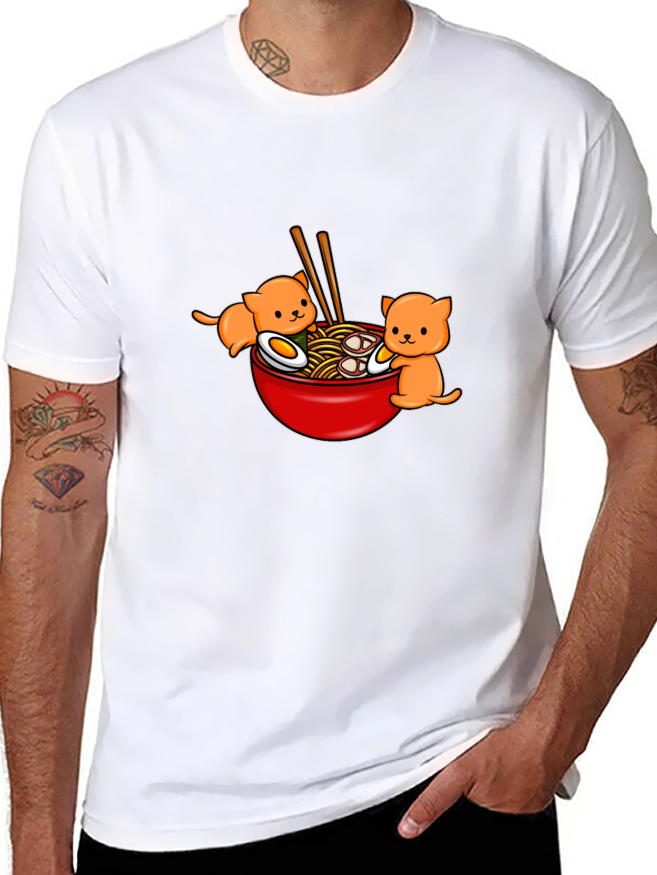 Ramen Cat T-Shirt - Cute Kawaii Noodle Bowl Tee