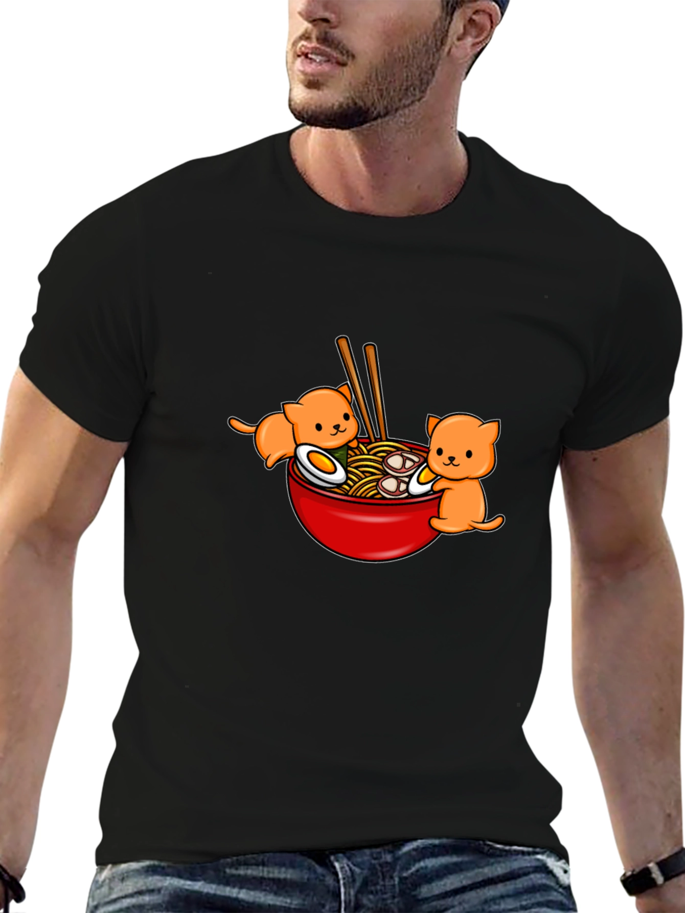 Ramen Cat T-Shirt - Cute Kawaii Noodle Bowl Tee