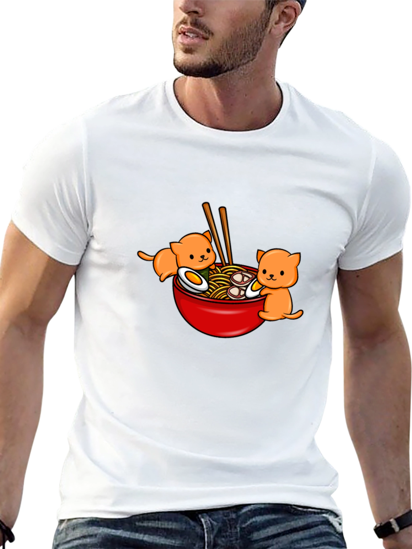 Ramen Cat T-Shirt - Cute Kawaii Noodle Bowl Tee