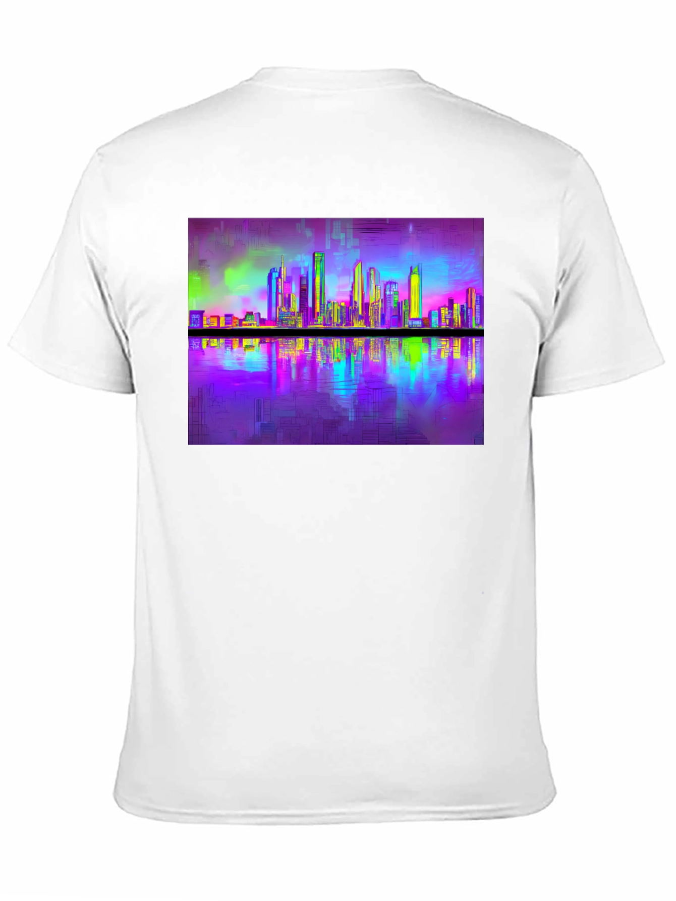 Vaporwave Cityscape Tee - Retro Reflective Design