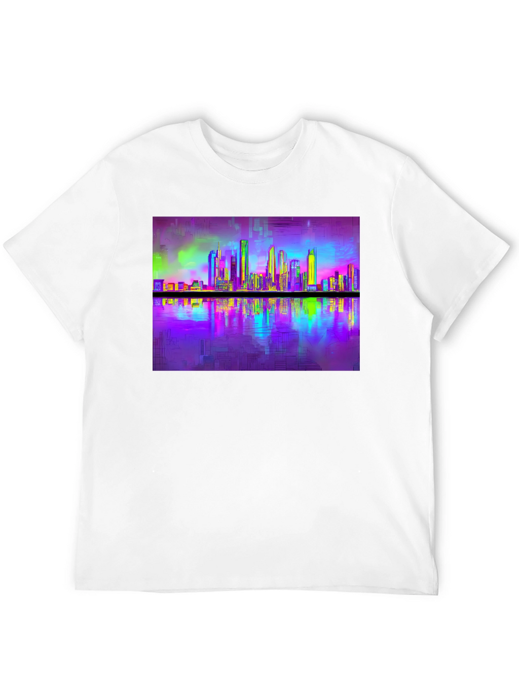 Vaporwave Cityscape Tee - Retro Reflective Design