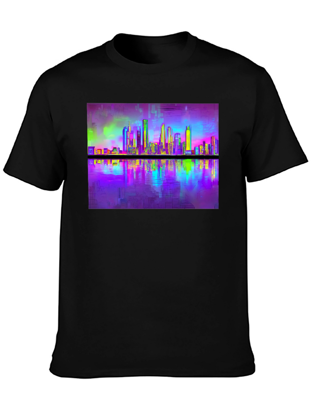 Vaporwave Cityscape Tee - Retro Reflective Design