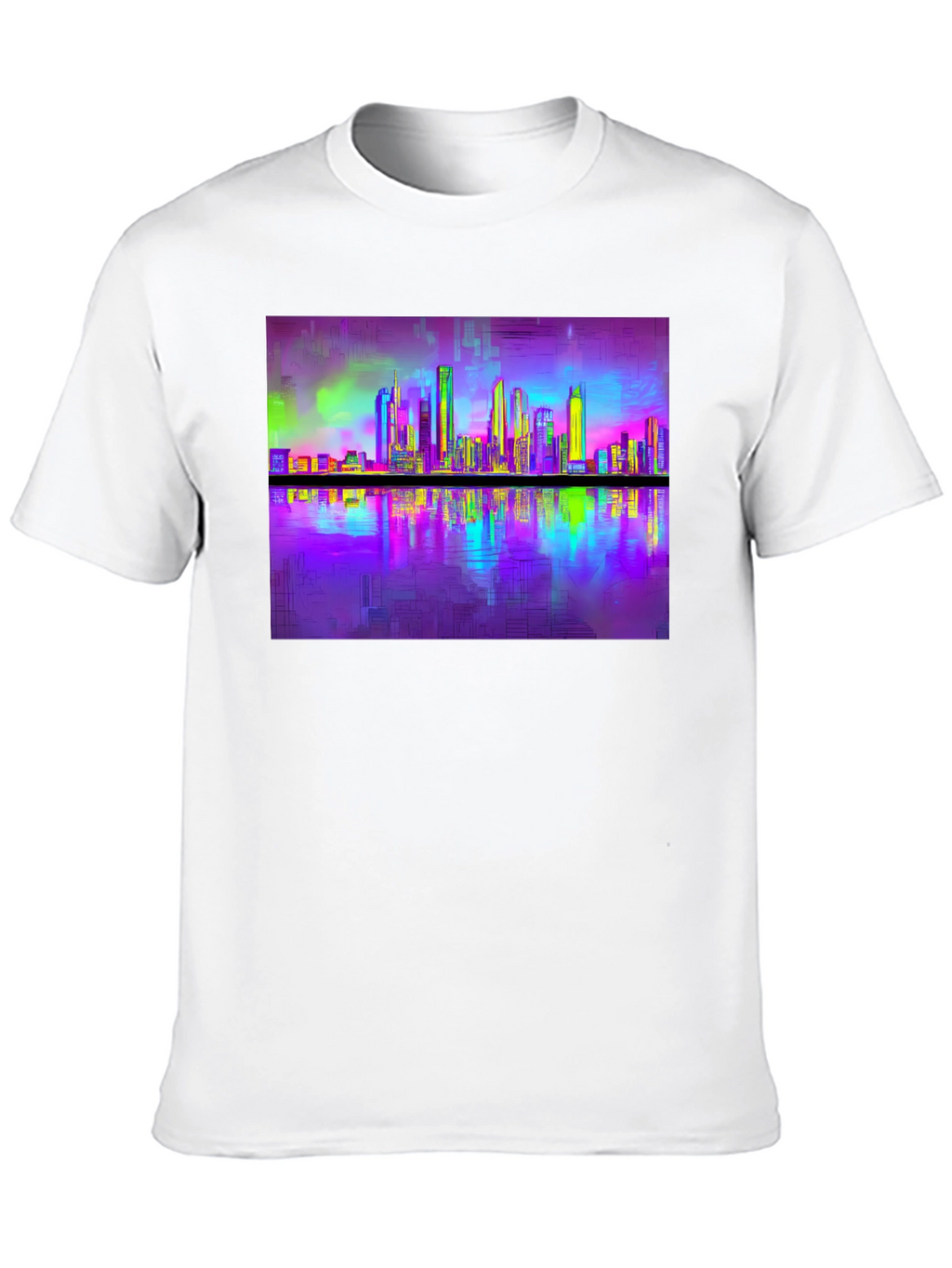 Vaporwave Cityscape Tee - Retro Reflective Design