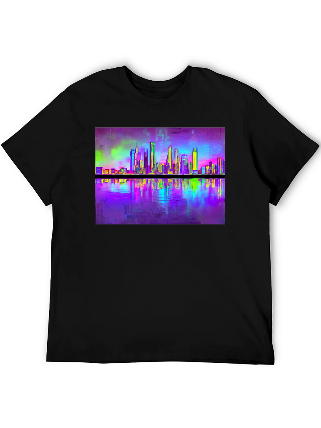 Vaporwave Cityscape Tee - Retro Reflective Design