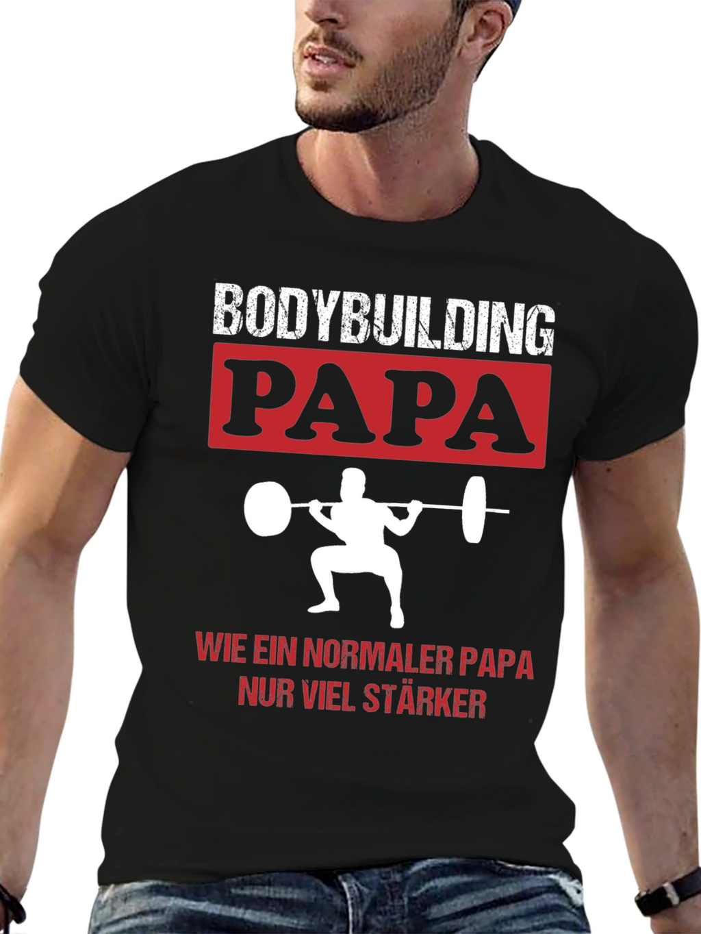Bodybuilding Papa T-Shirt - Strong Dad Gym Tee