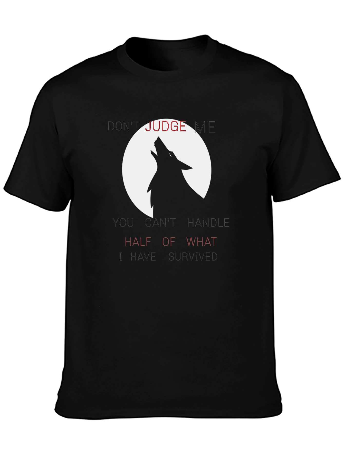 Wolf Howl Graphic Tee - Dont Judge Me Black T-Shirt