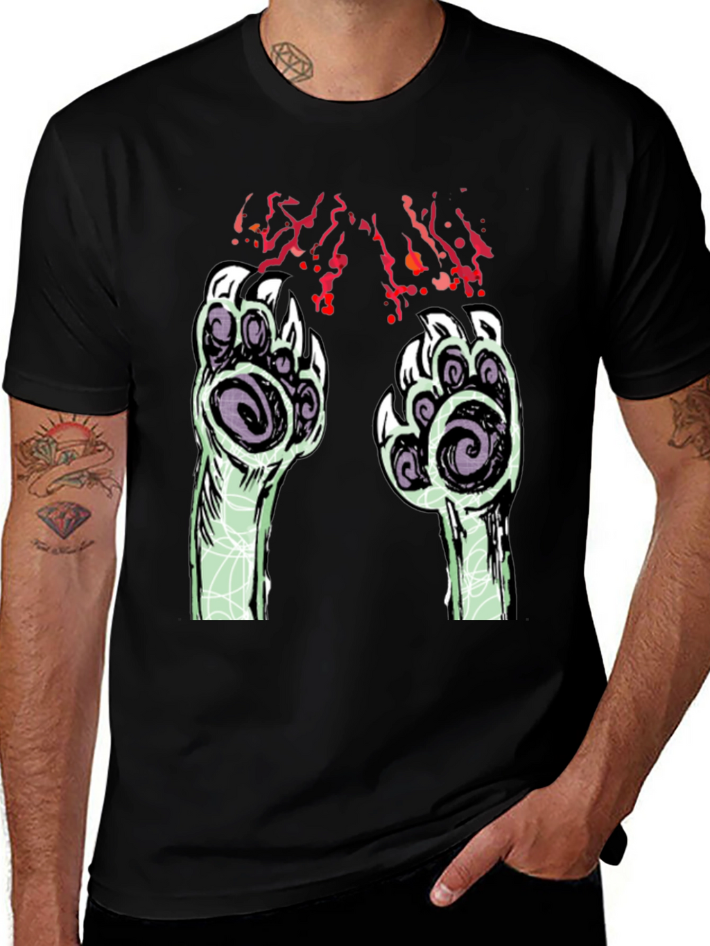 Monster Paw Graphic Black T-Shirt