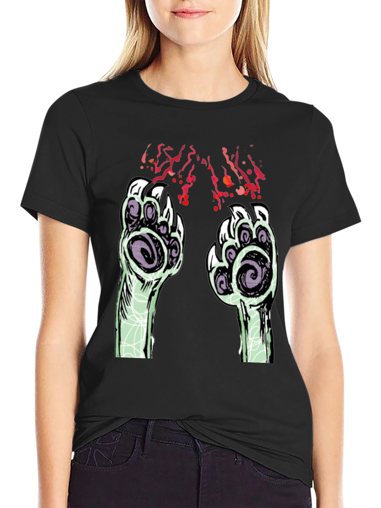 Monster Paw Graphic Black T-Shirt