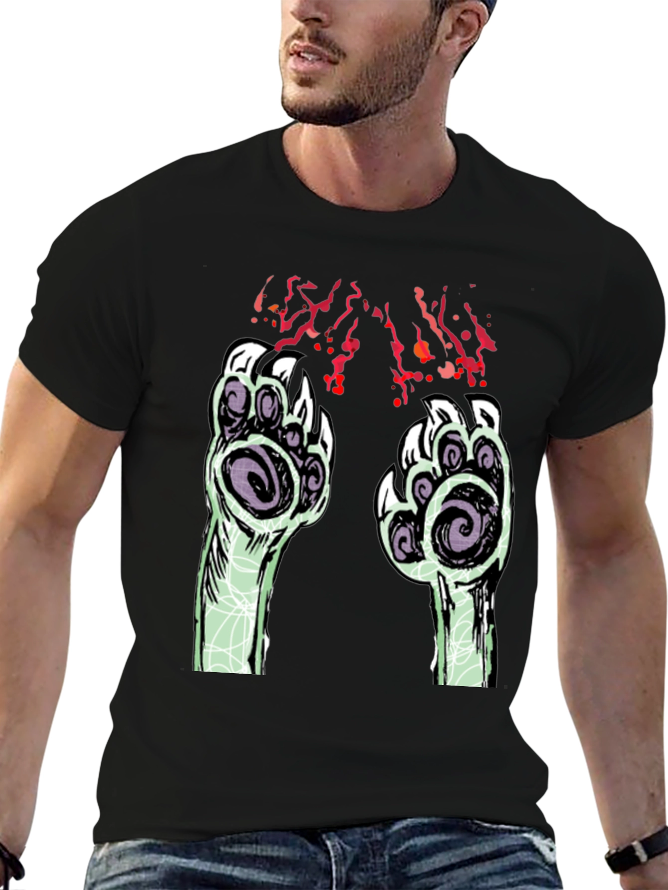 Monster Paw Graphic Black T-Shirt