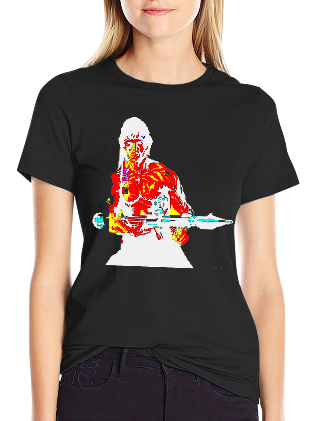 Retro 8-Bit Warrior Graphic T-Shirt