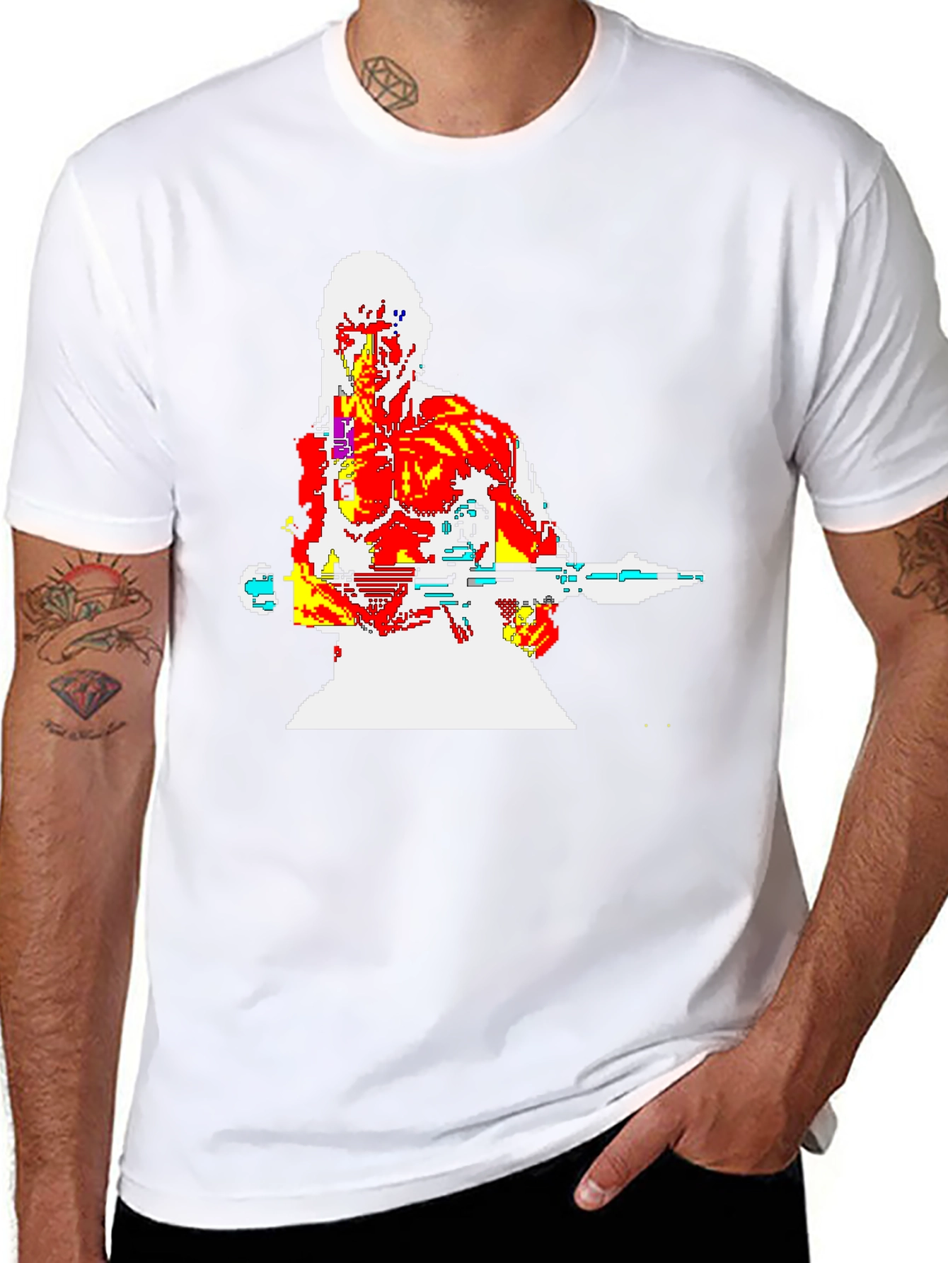 Retro 8-Bit Warrior Graphic T-Shirt