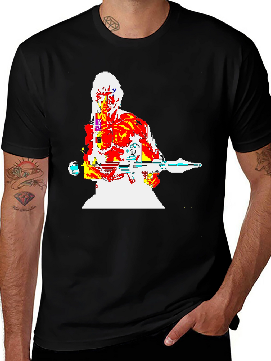 Retro 8-Bit Warrior Graphic T-Shirt