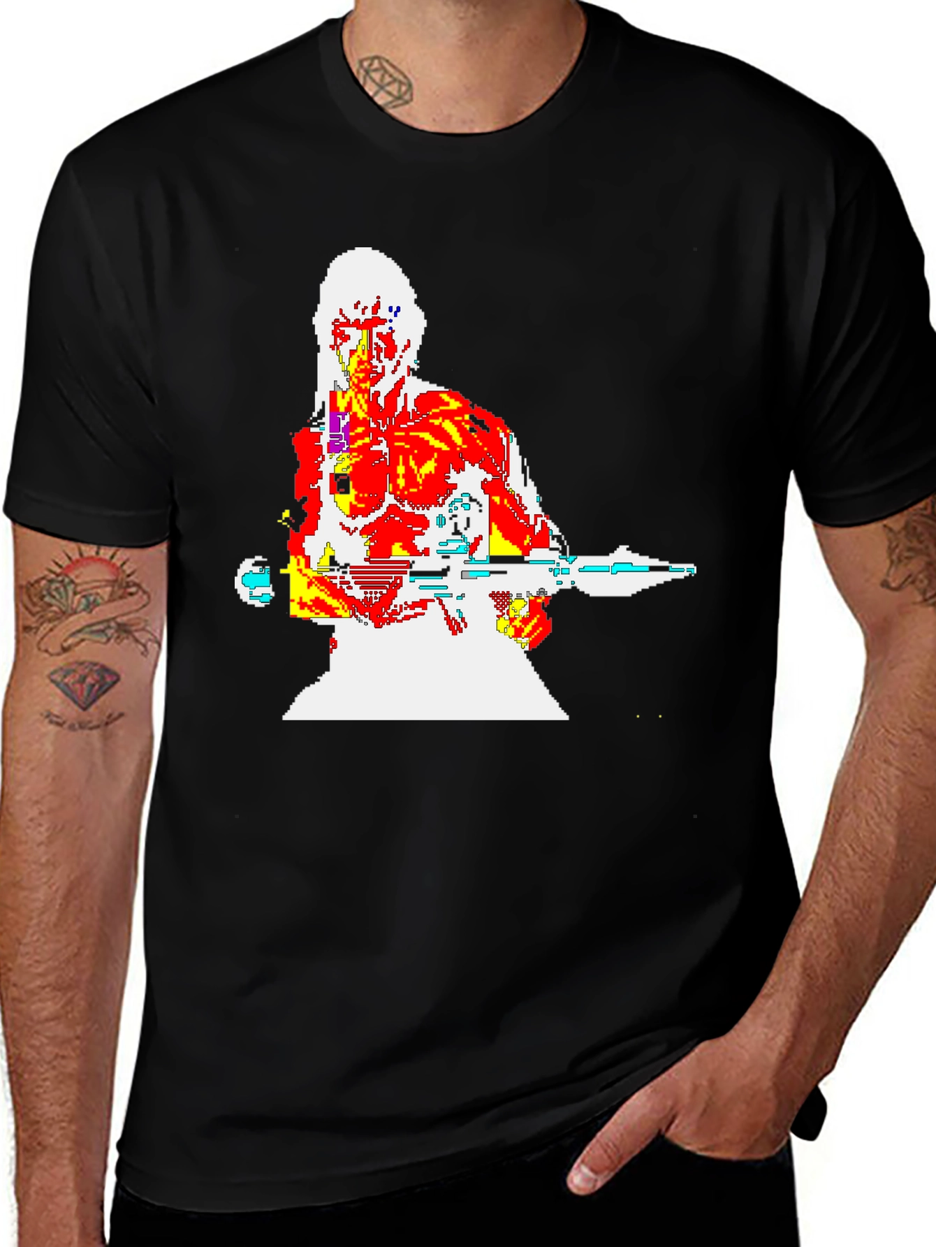 Retro 8-Bit Warrior Graphic T-Shirt