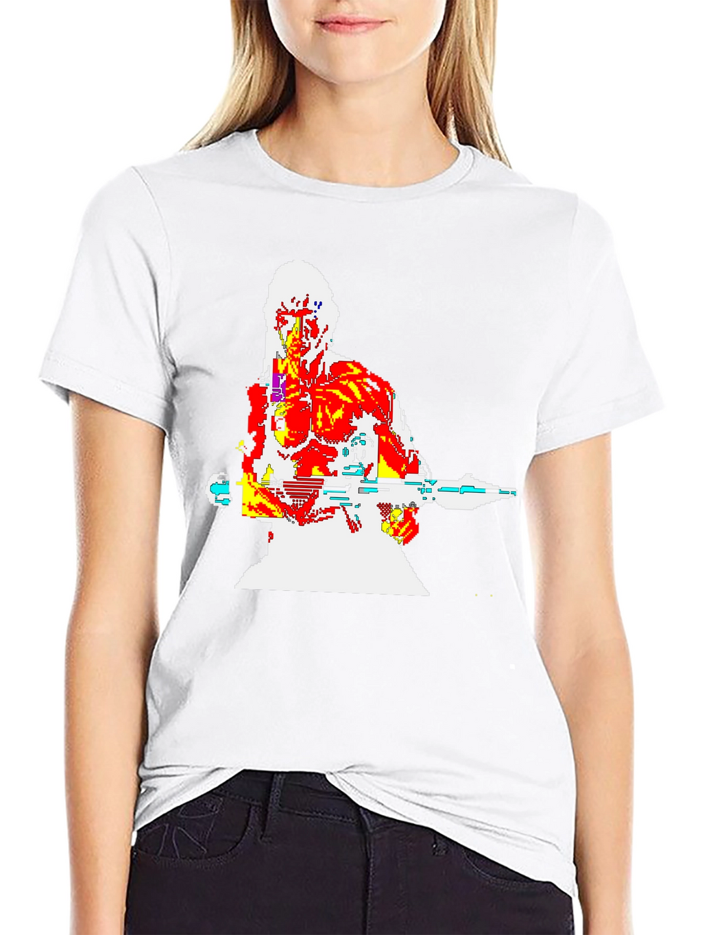 Retro 8-Bit Warrior Graphic T-Shirt